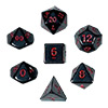 KP02947-OPAQUE DICE 7PC SET BLACK/RED