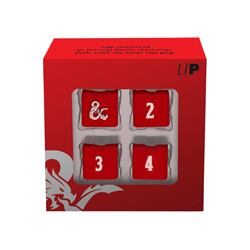 D&D HEAVY METAL 4 SET OF D6 DICE RED & WHITE