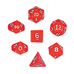 KP02925-OPAQUE DICE 7PC SET RED