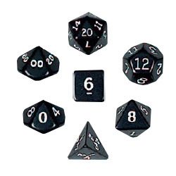 KP02921-OPAQUE DICE 7PC SET BLACK