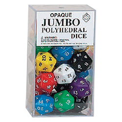 KP06134-JUMBO DICE OPAQUE D20 25PC ASSORTED BOX