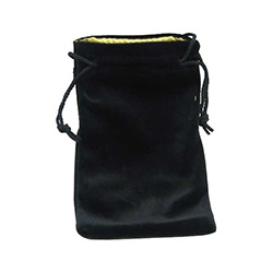 KP09917-DICE BAG VELVET BLACK/GOLD 5 X 8 INCH