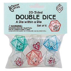 KP12622-D20 DOUBLE DICE 6PC ASSORTMENT