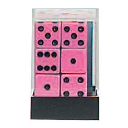 KP12667-OPAQUE D6 16MM 12PC PINK/BLACK