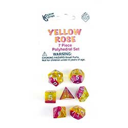KP19414-LAYERED DICE 7PC BAG YELLOW ROSE