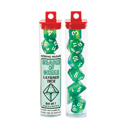 KP19532-5 LAYERED DICE 7PC SET HOOKTOP SHADES OF GREEN